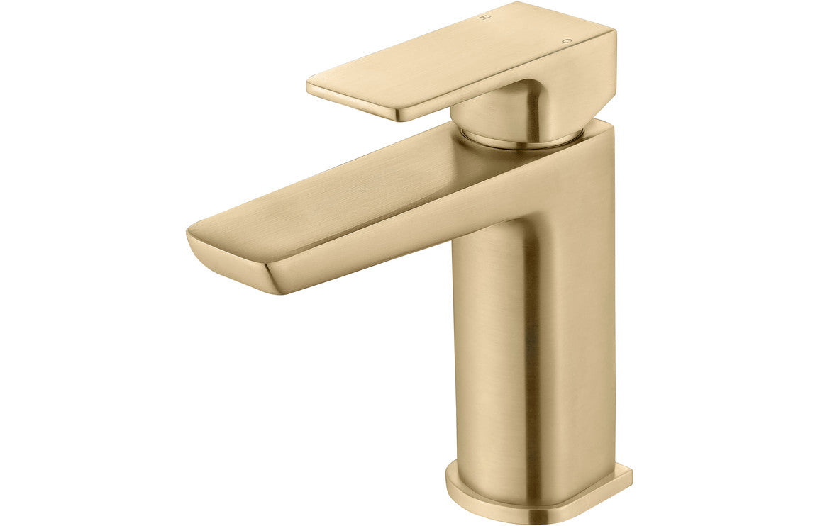 Brushed Brass Basin Mixer Tap With Click Clack Waste - Prystine Auroa