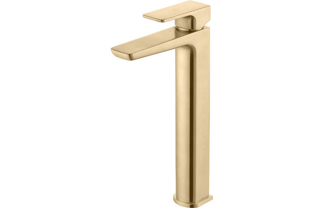 Brushed Brass Tall Basin Mixer Tap - Prystine Auroa