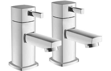 Chrome Basin Taps Square With Lever Handles (Pair) - Prystine Modesto