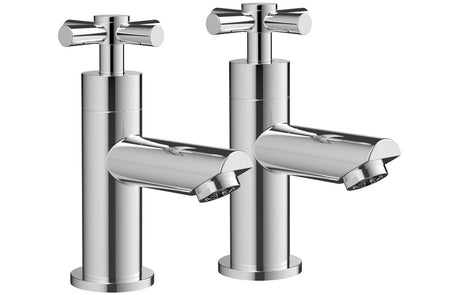 Chrome Basin Taps With Crosshead Handles (Pair) - Prystine Michigan