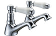 Chrome Traditional Basin Pillar Taps With Ceramic Lever Handles (Pair) - Prystine Greensboro