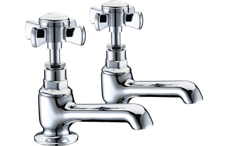 Traditional Chrome Basin Taps With Crosshead Handles - Prystine Lubbock
