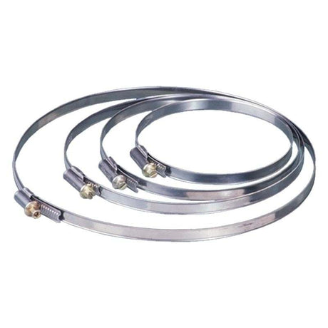 Ducting Ventilation Jubilee worm drive clips for flexible ducting fixing, stainless steel band, 100mm 4-inch size.