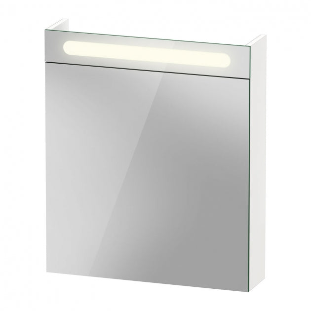 Duravit No.1 LED 1-Door Mirror Bathroom Cabinet 700mm H x 600mm W RH Hinge - Matt White - N17920R00003000