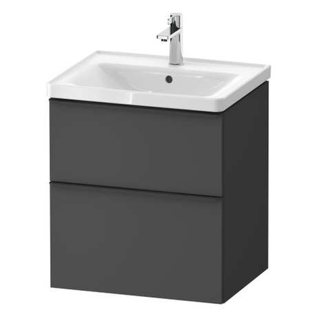 Duravit D-Neo 600mm 1 Drawer Vanity Unit Only Wall Mounted - Matt Graphite - DE43590BD490000