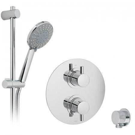Vado 2 Handle chrome concealed thermostatic shower valve package with handheld showerhead and modern design