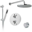 Vado 2 Handle 2 Outlet Concealed Thermostatic Shower Valve Package in chrome with overhead shower and handheld spray