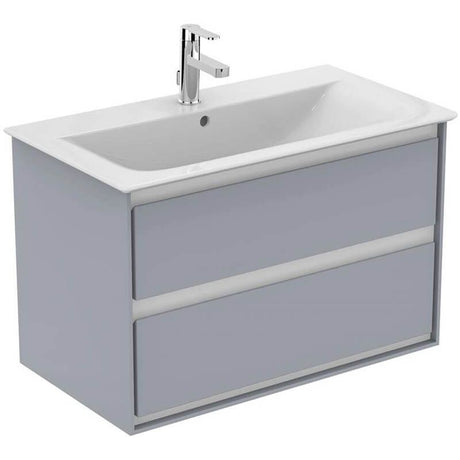 Ideal Standard Connect Air 2 Drawers Wall Hung Vanity Unit Only 800mm - Gloss Grey/ Matt White - E0819EQ - TAP 'N' SHOWER