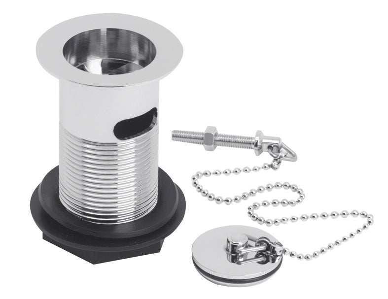 Nuie Brass Plug Waste and Ball Chain Chrome - Slotted - E303