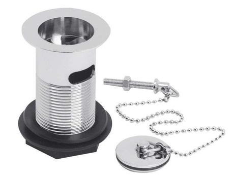 Nuie Brass Plug Waste and Ball Chain Chrome - Slotted - E303