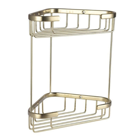 Eastbrook Wall Mounted 2 Tier Corner Basket 175mm - Brushed Brass - 52.232 - TAP 'N' SHOWER