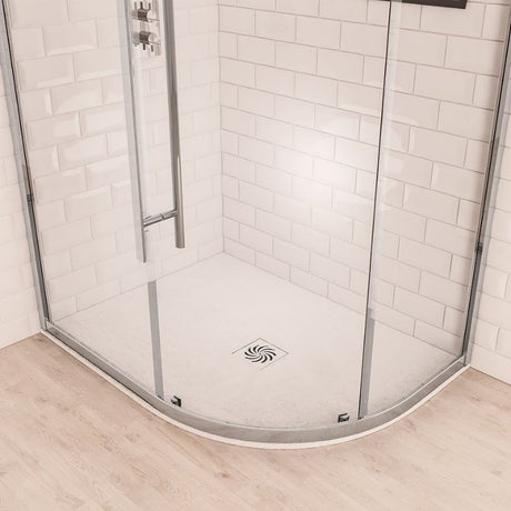 Eastbrook Crossland Right Hand Slate Effect Offset Quadrant Shower Tray 1200mm x 900mm - White - 159.3069 - TAP 'N' SHOWER