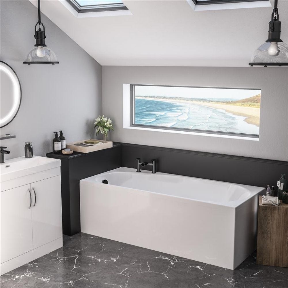 Eastbrook Fitzroy Right Hand 5mm Acrylic Single Ended Bath 1700mm x 750mm - 42.0262 - TAP 'N' SHOWER
