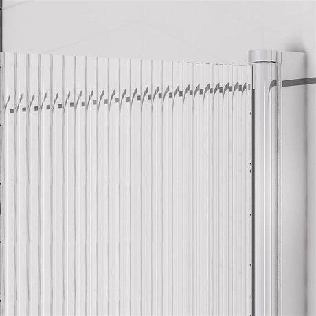 Eastbrook Fluted Right Hand Glass 6mm Straight Hinged Bath Screen 1400mm x 800mm - Chrome - 49.5104 - TAP 'N' SHOWER