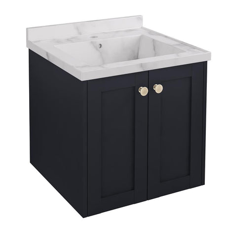 Eastbrook Hardwick Straight Wall Hung 2 Door Vanity Unit 500mm - Anthracite - 36.2056 - TAP 'N' SHOWER