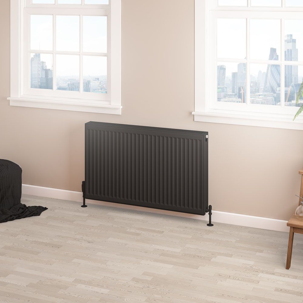 Eastbrook Type 22 Compact Panel Radiator 600mm x 1200mm - Matt Black - 25.0198 - TAP 'N' SHOWER