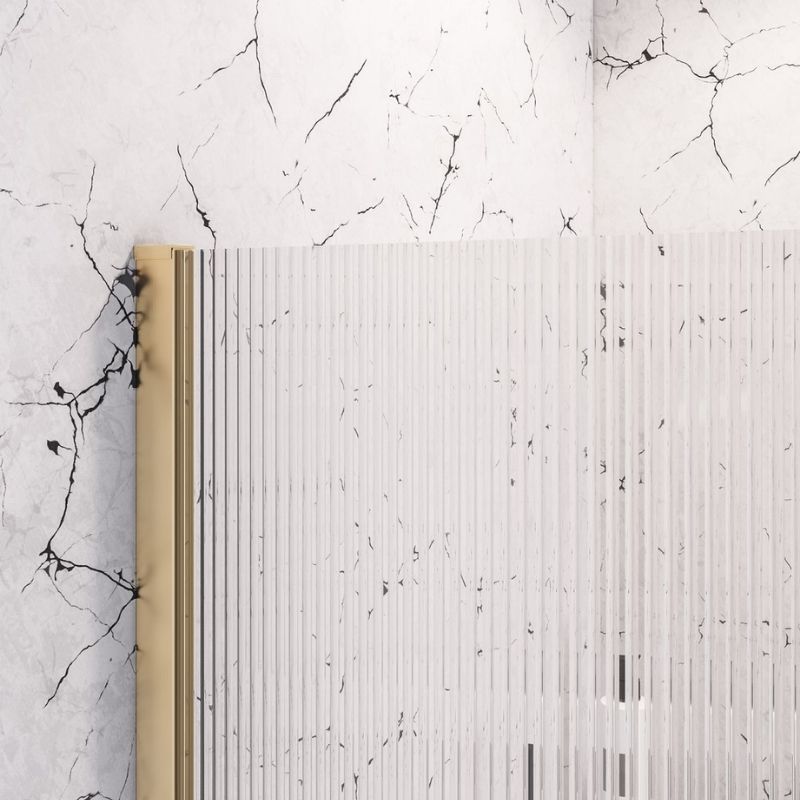 Eastbrook Vantage 2000 Fluted Walk - In Wetroom Shower Screen 1400mm - Brushed Brass - 49.2034 - TAP 'N' SHOWER
