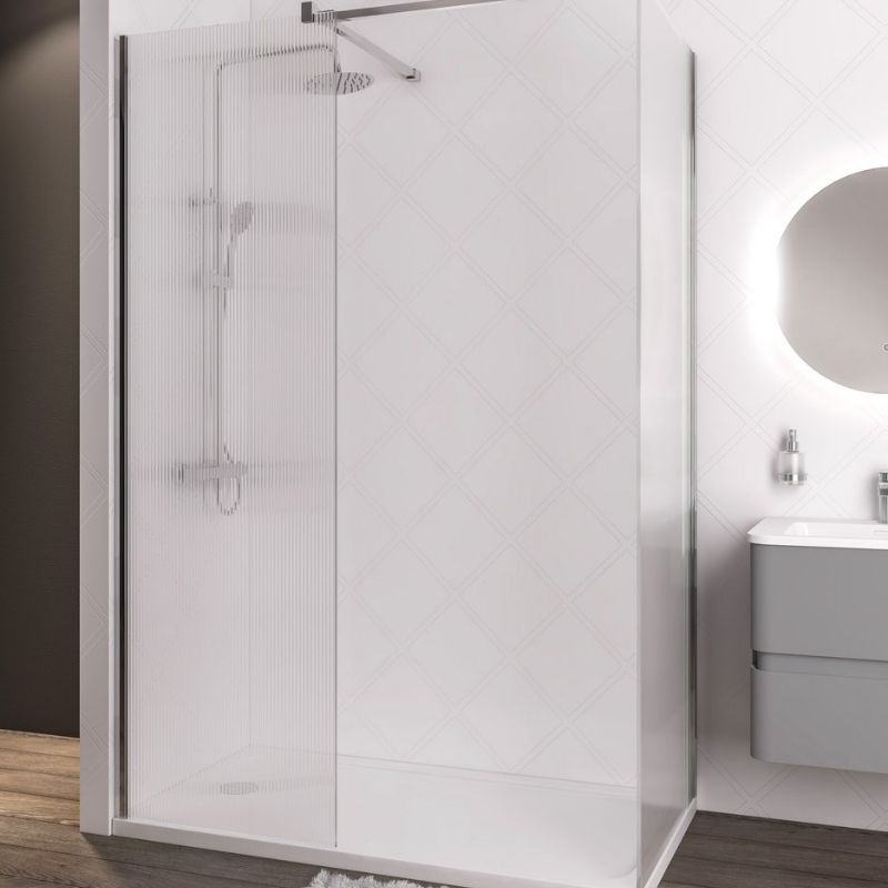 Eastbrook Vantage 2000 Fluted Walk - In Wetroom Shower Screen 1300mm - Chrome - 49.2029 - TAP 'N' SHOWER