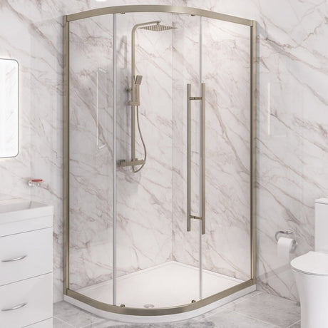 Eastbrook Vantage 2000 Offset Quadrant Shower Enclosure 1100mm x 760mm - Brushed Brass - 49.5034 - TAP 'N' SHOWER