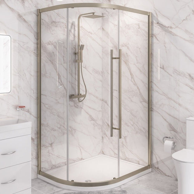 Eastbrook Vantage 2000 Offset Quadrant Shower Enclosure 1100mm x 760mm - Brushed Brass - 49.5034 - TAP 'N' SHOWER