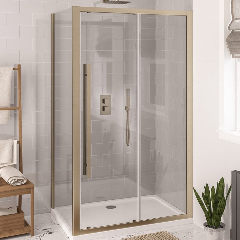 Eastbrook Vantage 2000 Sliding Shower Door 1200mm - Brushed Brass - 49.5003 - TAP 'N' SHOWER