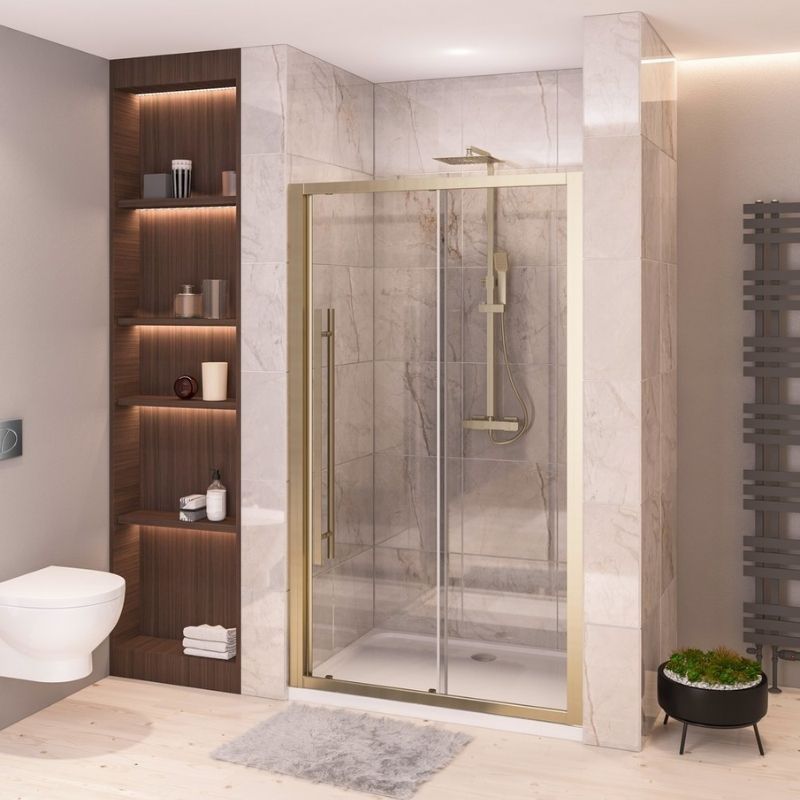 Eastbrook Vantage 2000 Sliding Shower Door 1500mm - Brushed Brass - 49.2025 - TAP 'N' SHOWER