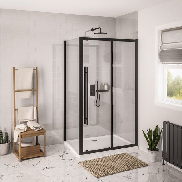 Eastbrook Vantage 2000 Sliding Shower Door 1500mm - Matt Black - 49.2024 - TAP 'N' SHOWER