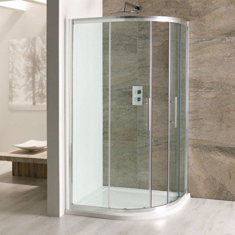 Eastbrook Volente Double Door Offset Quadrant Shower Enclosure 1400mm x 800mm - Polished Silver Frame - 58.128 - TAP 'N' SHOWER