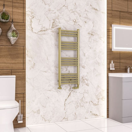 Eastbrook Wendover Straight Ladder Radiator 1000mm x 400mm - Brushed Brass - 41.0702 - TAP 'N' SHOWER