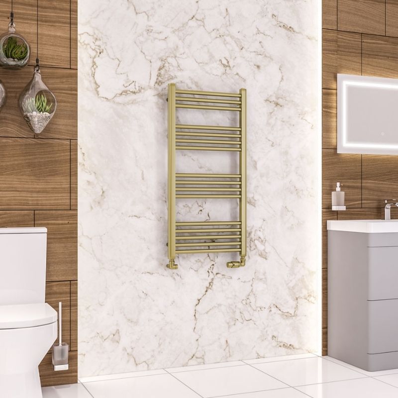 Eastbrook Wendover Straight Ladder Radiator 1000mm x 500mm - Brushed Brass - 41.0703 - TAP 'N' SHOWER