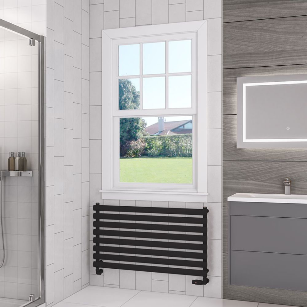 Eastbrook Tunstall Designer Towel Radiator 560mm x 1000mm - Matt Black - 89.0027 - TAP 'N' SHOWER