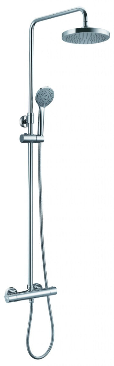 JTP Eco Round Thermostatic Bar Valve W 2 Outlets Adjustable Riser - Chrome - EC819
