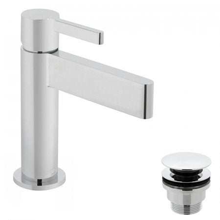 Vado Edit Mono Basin mixer tap in chrome with clic-clac waste, modern single lever basin faucet