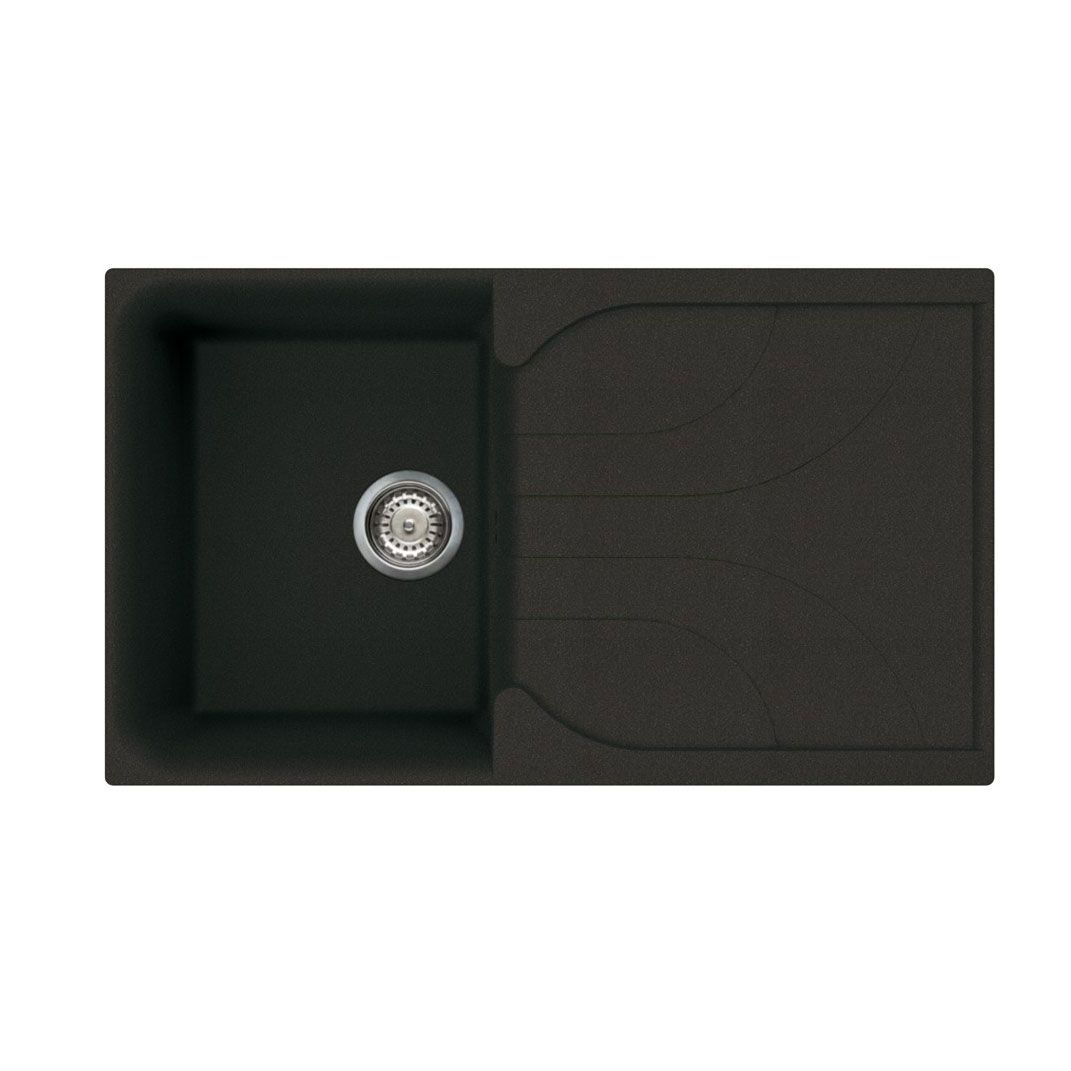 Reginox EGO Elleci Granite 1 Bowl Reversible Metaltek Kitchen Sink - Black - EGO 400 B