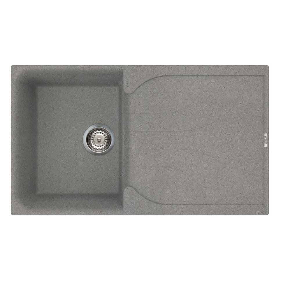 Reginox Elleci Granite Ego 400 single bowl kitchen sink in reversible Metaltek Titanium finish