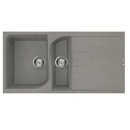 Reginox Ego 475 Elleci 1.5 bowl granite kitchen sink in Metaltek Titanium with modern durable design