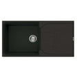 Reginox Ego 480 black granite one bowl kitchen sink with reversible design and chrome basket waste