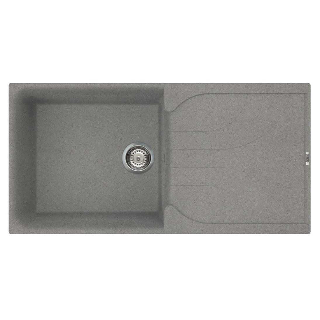 Reginox Elleci Granite Ego 480 1 bowl reversible kitchen sink with Metaltek Titanium finish and drainer.