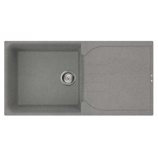 Reginox Elleci Granite Ego 480 1 bowl reversible kitchen sink with Metaltek Titanium finish and drainer.