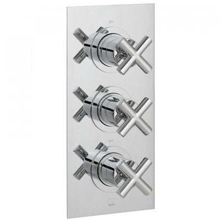 Vado Elements 2 Outlet chrome thermostatic shower valve with three handles wall mounted