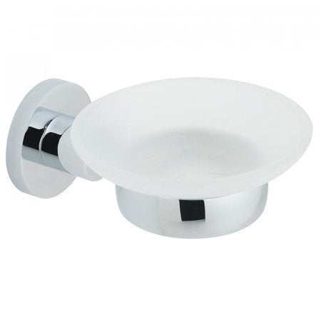 Vado Elements frosted glass wall-mounted soap dish with chrome holder for modern bathrooms