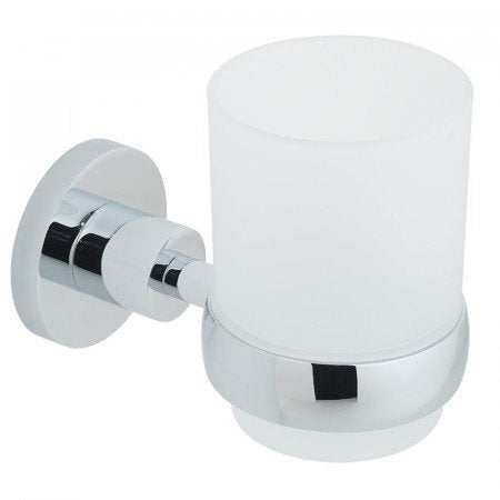 Vado Elements Frosted Glass Tumbler wall-mounted with chrome holder for bathroom accessories