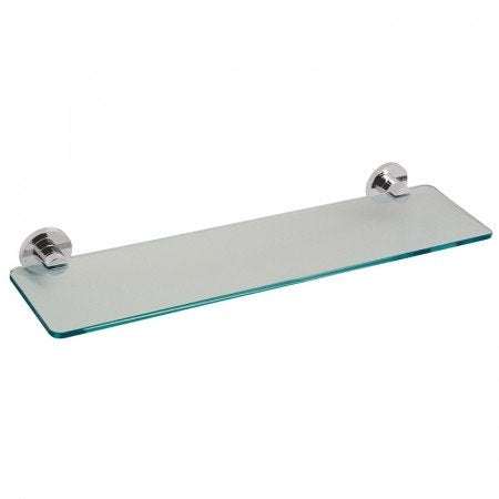 Vado Elements Frosted Glass Shelf 22 inch with chrome brackets for bathroom storage