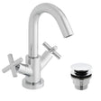 Vado Elements Mono Basin Mixer Deck Mounted Smooth Bodied With Universal Waste and Honeycomb Flow Regulator - Chrome - ELW-100F/CC-C/P