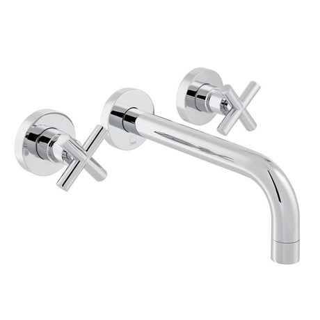 Vado Elements 3 Hole Basin Mixer with 200mm Spout Wall Mounted With Honeycomb Flow Regulator - Chrome - ELW-109FLA-C/P