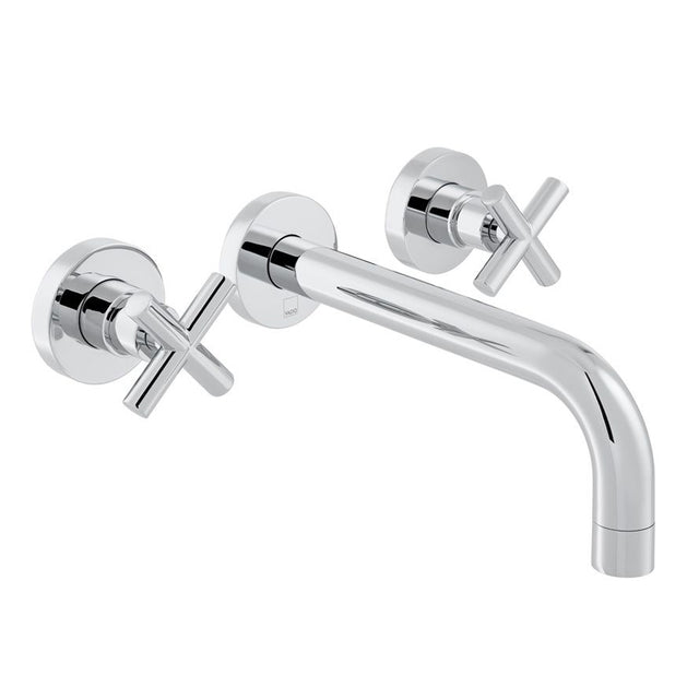 Vado Elements 3 Hole Basin Mixer with 200mm Spout Wall Mounted With Honeycomb Flow Regulator - Chrome - ELW-109FLA-C/P