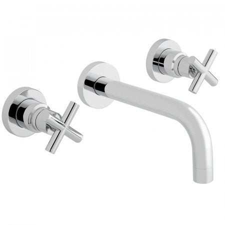 Vado Elements Water wall-mounted 3 hole chrome bath filler with 200mm spout and cross handles