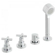 Vado Elements Water chrome 4 hole bath shower mixer deck mounted without spout with solid brass finish