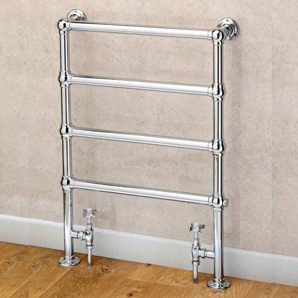 Supplies4Heat Cleves 848mm Height x 598mm Wide Chrome Floor Mounted Heated Towel Rail - CLEV845904C