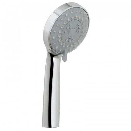 Vado Eris 80mm round chrome shower handset with 3 function rub clean spray face